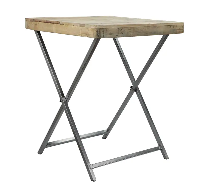Pop Up 30" Square Reclaimed Wood & Metal Bistro Folding Table - Matthew Izzo Collection 1