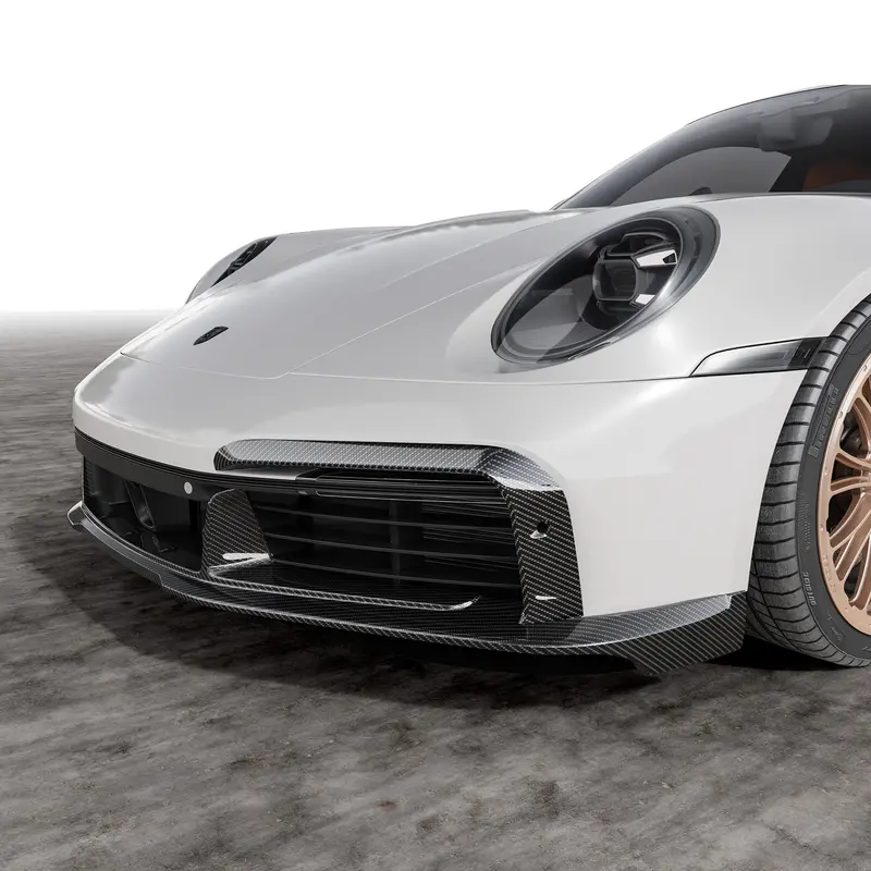 Porsche 992 Turbo S Aero Front Spoiler W/ Side Fins 1