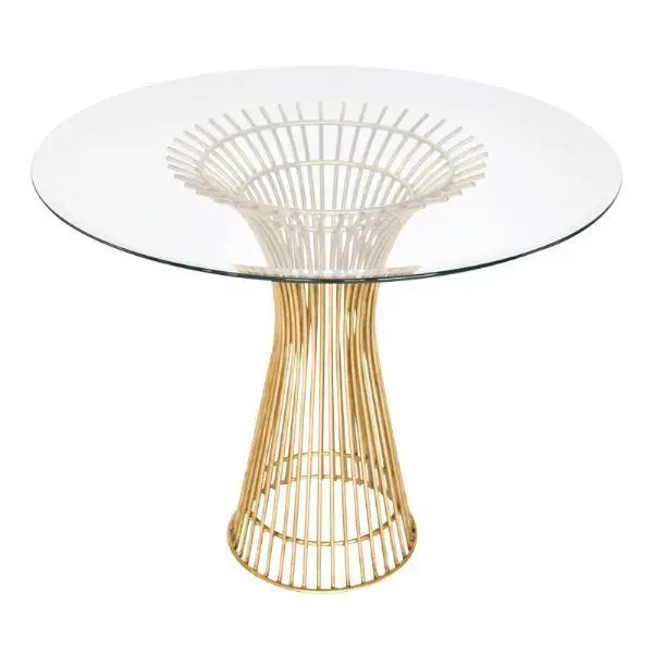 Powell Gold Leaf Cage Pedestal Table - Base And Glass Top 1