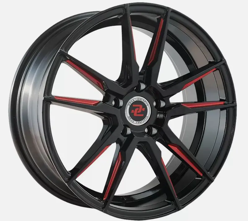 Qty 1 Drag Concepts R15 18X8 5X4.5" +35Mm Black/Red Wheel Rim 18" Inch 1