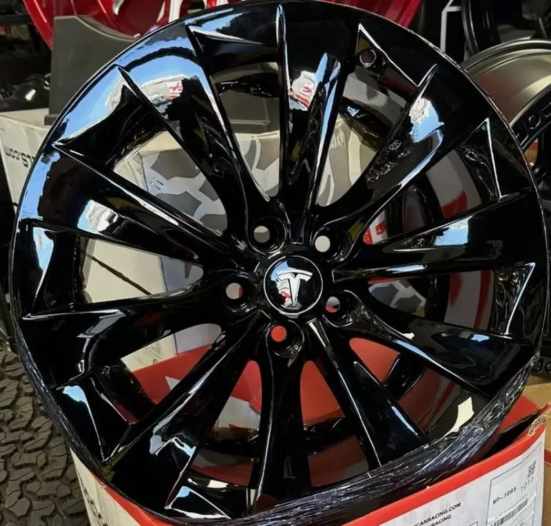 Qty 4 Tesla Model X 20" New Gloss Black Staggered Wheels Rims 1