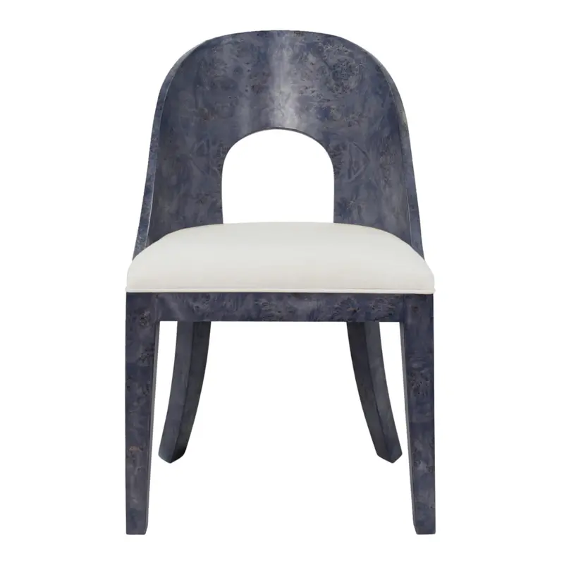 Rafferty Navy Blue Curved Back Dining Chair With White Performance Linen Seat 1