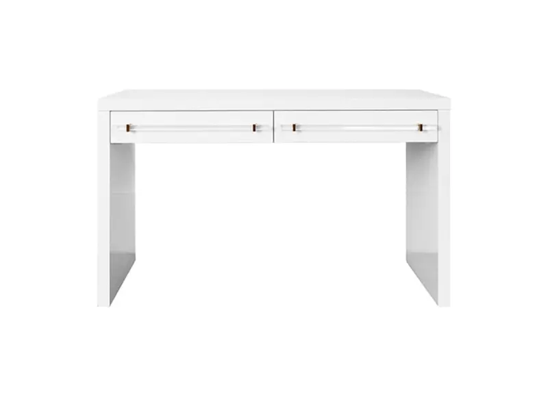 Ralph Modern Matte White Lacquer & Brass Desk 1