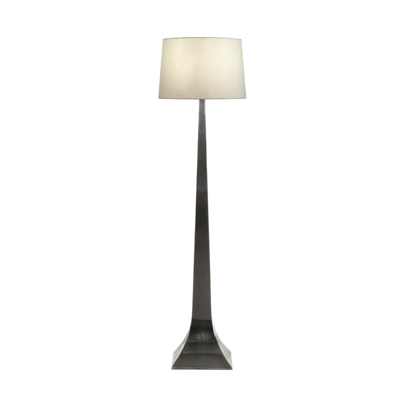 Reaves Gun Metal Floor Lamp W/White Linen Shade 1