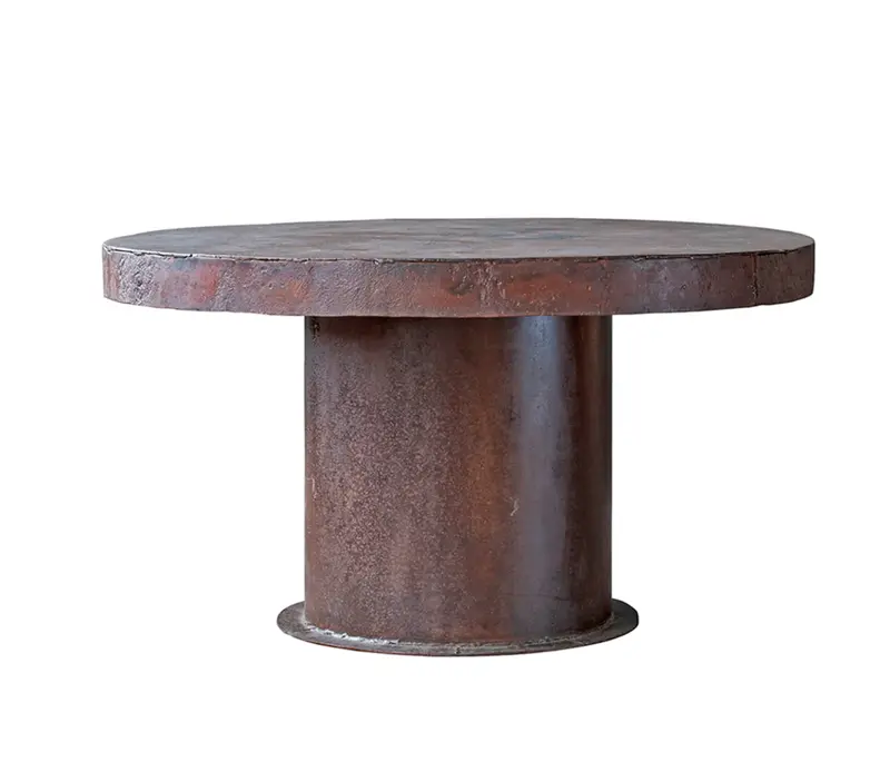 Reclaimed 55" Round Metal Boiler Dining Table - Matthew Izzo Collection 1