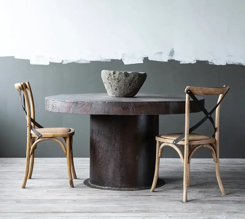 Reclaimed 55" Round Metal Boiler Dining Table - Matthew Izzo Collection 2