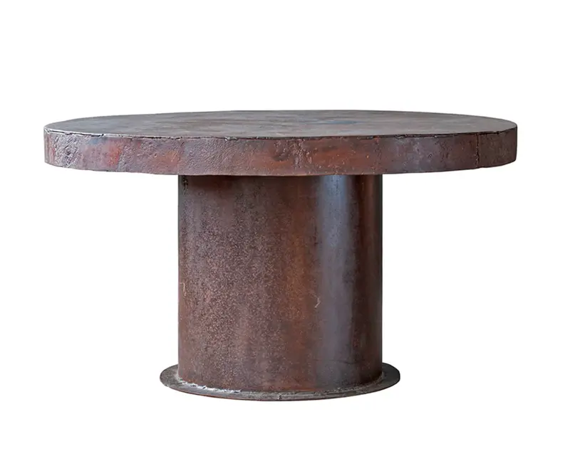 Reclaimed 83" Round Metal Boiler Dining Table - Matthew Izzo Collection 1