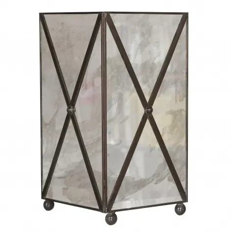 Regency Antique Mirror Crosshatch Wastebasket 1