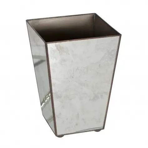 Regency Antique Mirror Square Tapered Wastebasket 1