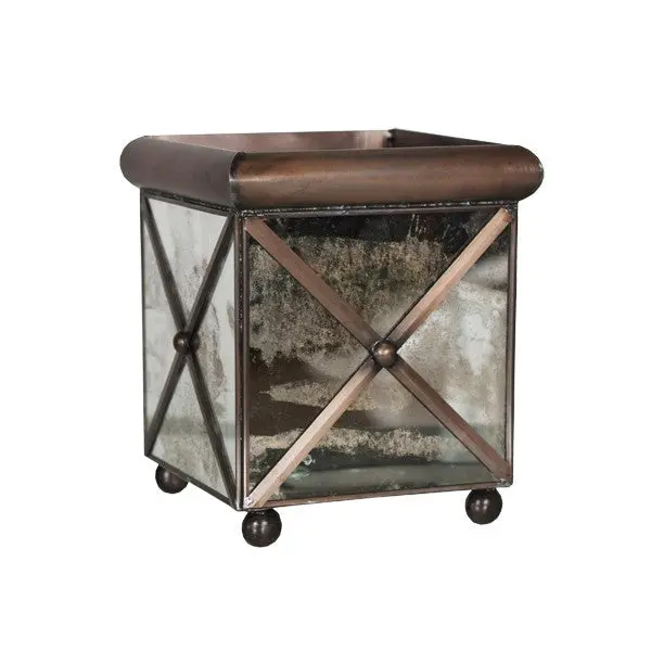 Regency Copper Edged Crosshatch Planter - Antique Mirror 1