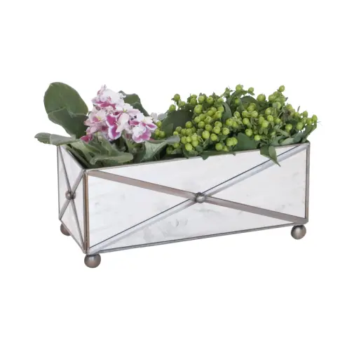 Regency Crosshatch Planter Box - Rectangular Antique Mirror 1