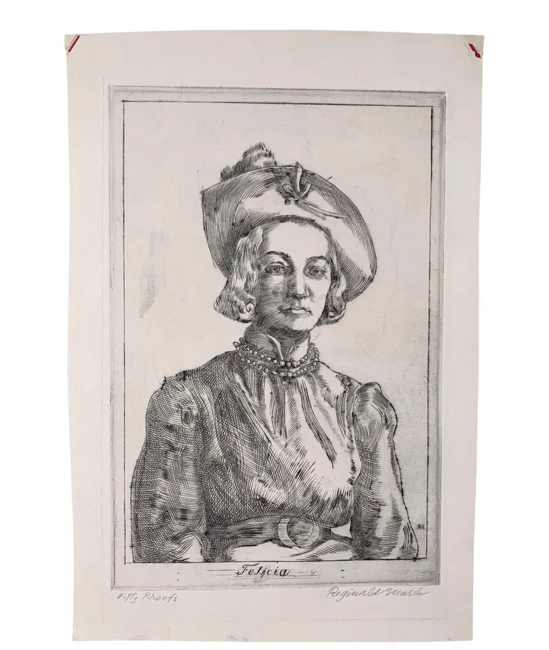 Reginald Marsh 1937 Original 'Fifty Proofs' Etching Of 'Felicia' 1