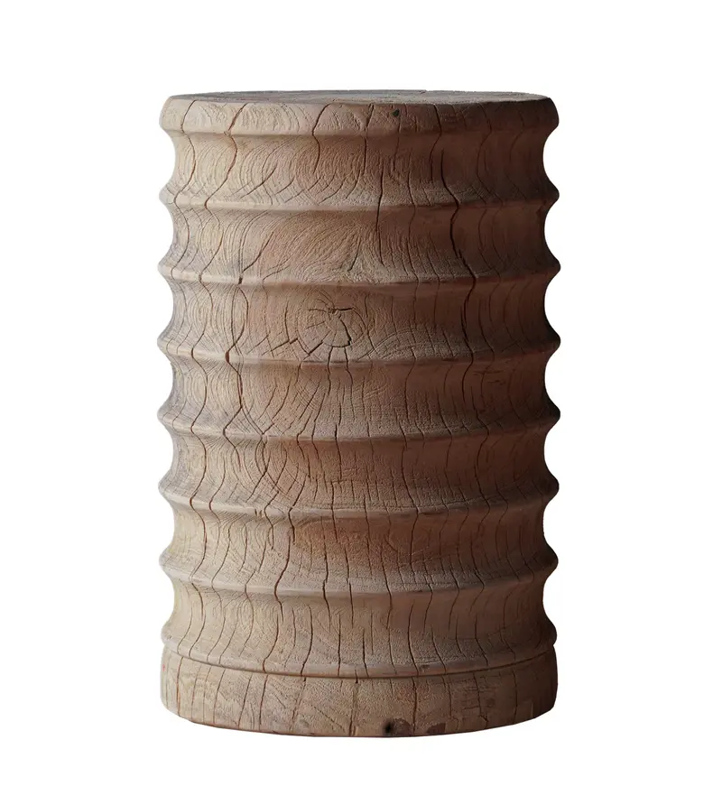 Ribbed Teak Wood Side Table 1