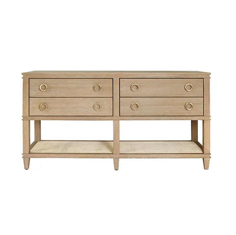 Richmond Four Drawer Console Table - Black Oak Or Cerused Oak & Cane 2