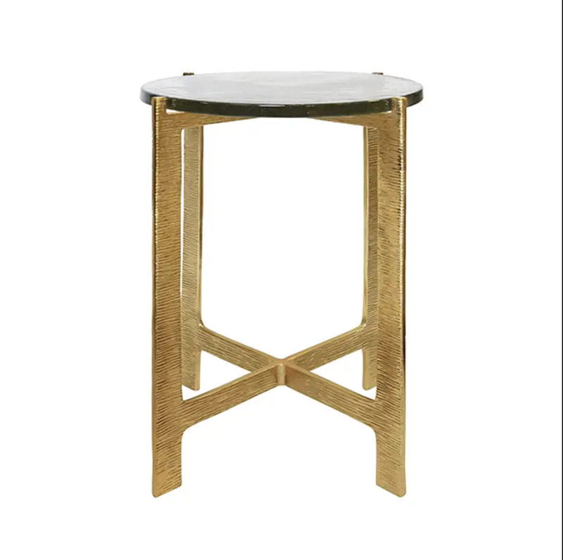 Ricky Hammered Brass Side Table With Poured Glass Top 1