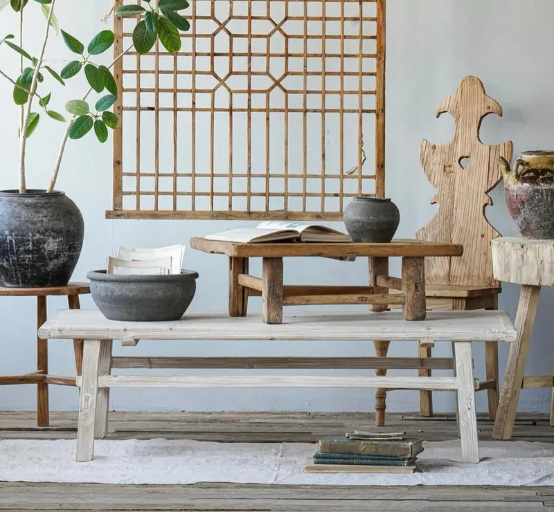 Rustic Elm Wood Coffee Table - Matthew Izzo Collection 1