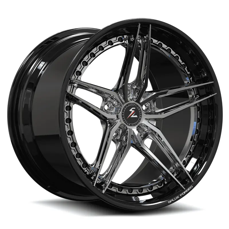 Sa-01 Custom 5-Spoke Step Lip Chrome, Piano Black Wheels 1