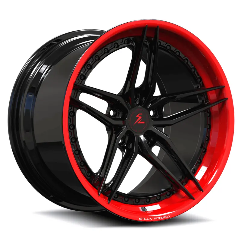 Sa-01 Custom 5-Spoke Step Lip Gloss Red,Black Wheels 1