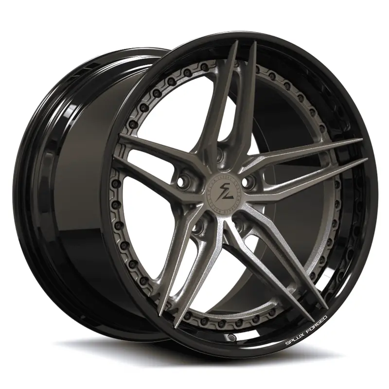 Sa-01 Custom 5-Spoke Step Lip Satin Bronze, Piano Black Wheels 1