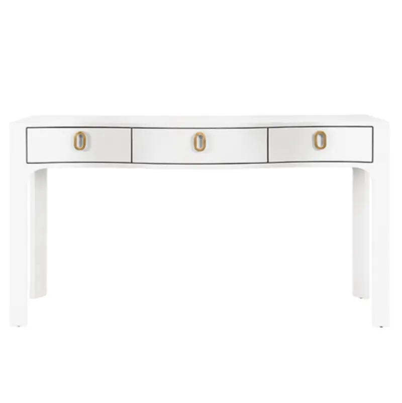 Sabrina Textured White Linen Console Table 1
