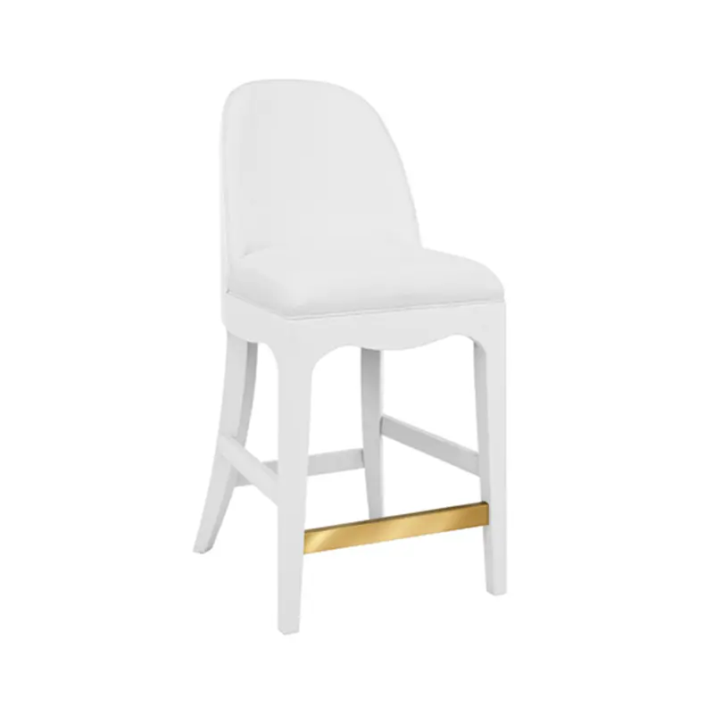 Sadie White Textured Linen Framed Counter Stool With White Performance Linen And Brass 1