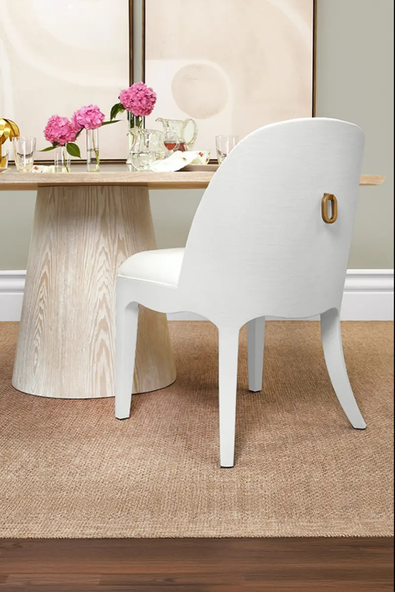 Sadie White Textured Linen Framed Dining Chair With White Performance Linen 1