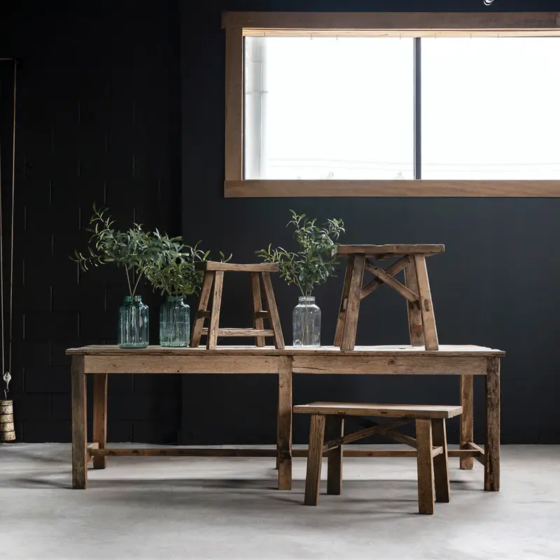 Salvaged 95" Elm Wood Doors Workshop Table - Matthew Izzo Collection 2