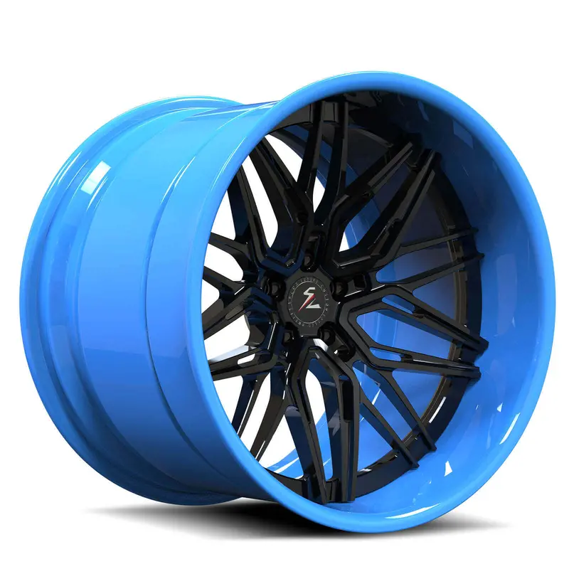 Sd-01 Custom Deep Dish Forged Black,Corvette Rapid Blue Wheels 1