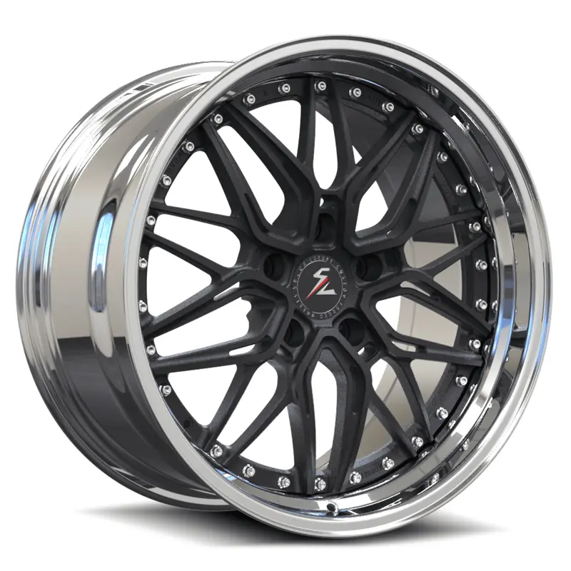 Sd-01S Custom Deep Step Lip Forged Black,Chrome Wheels 1