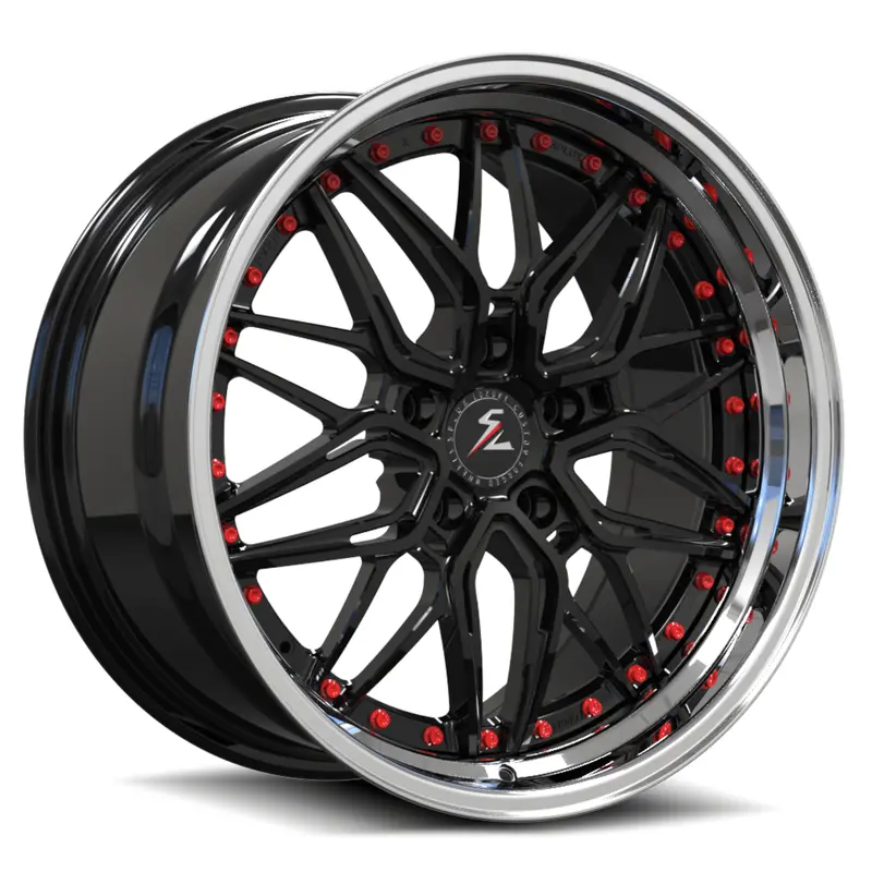 Sd-01S Custom Deep Step Lip Forged Chrome Lip,Black Wheels 1