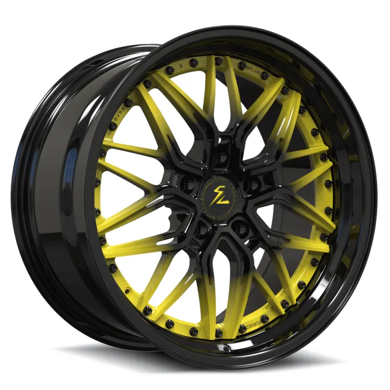 Sd-01S Custom Deep Step Lip Forged Piano Black Fade To Yellow Wheels 1