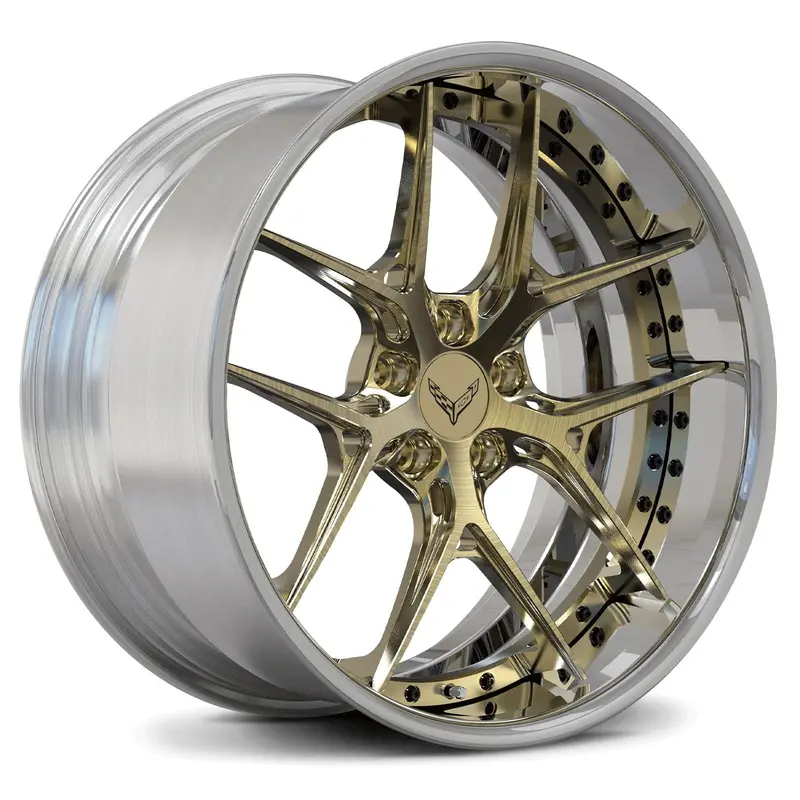 Sd-02 Custom Deep Dish Forged Brushed Frozen Gold,Polished Wheels 1