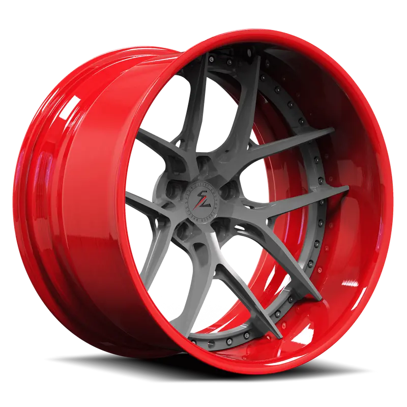 Sd-02 Custom Deep Dish Forged Gunmetal,Red Wheels 1
