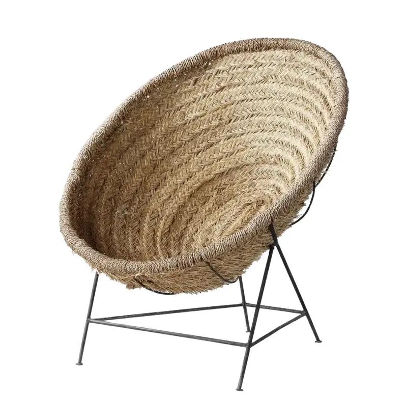 Seagrass & Iron Frame Lounge Chair - Matthew Izzo Collection 1