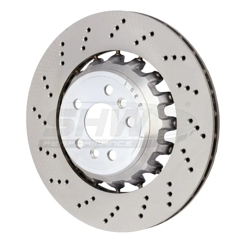 Shw 2020+ Bmw X3 M 3.0L Left Rear Cross-Drilled Lightweight Brake Rotor (34118054827) 1