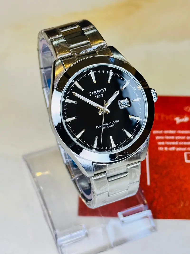 Silicium Silver Black Powermatic Tissot Watch 1