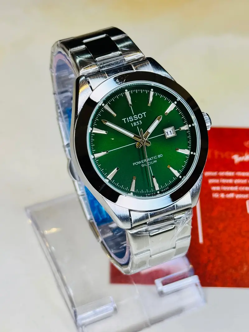 Silicium Silver Emerald Powermatic Tissot Watch 1