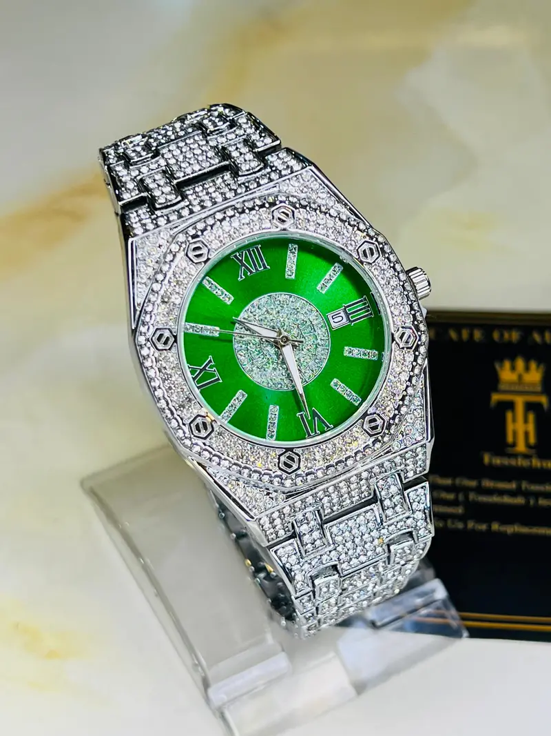 Silver Emerald Ap Iced Out Watch 1