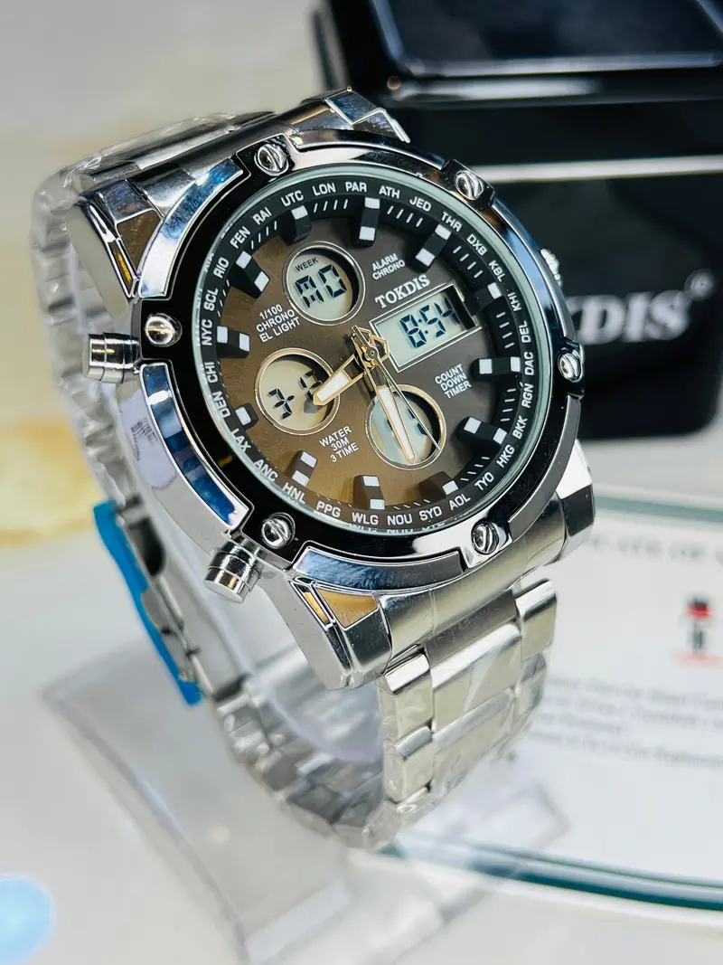 Silver Metal Digital Analogue Tokdis Watch 1