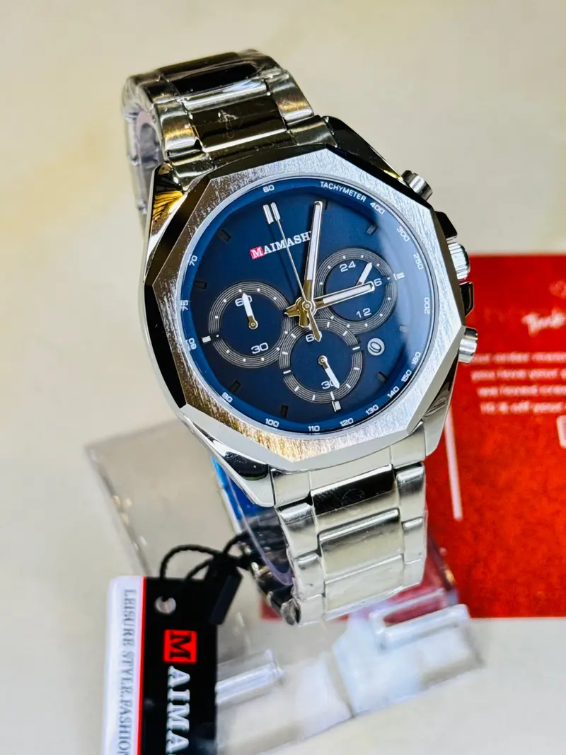 Silver Navy Maimashi Chronograph Waterproof Watch 1