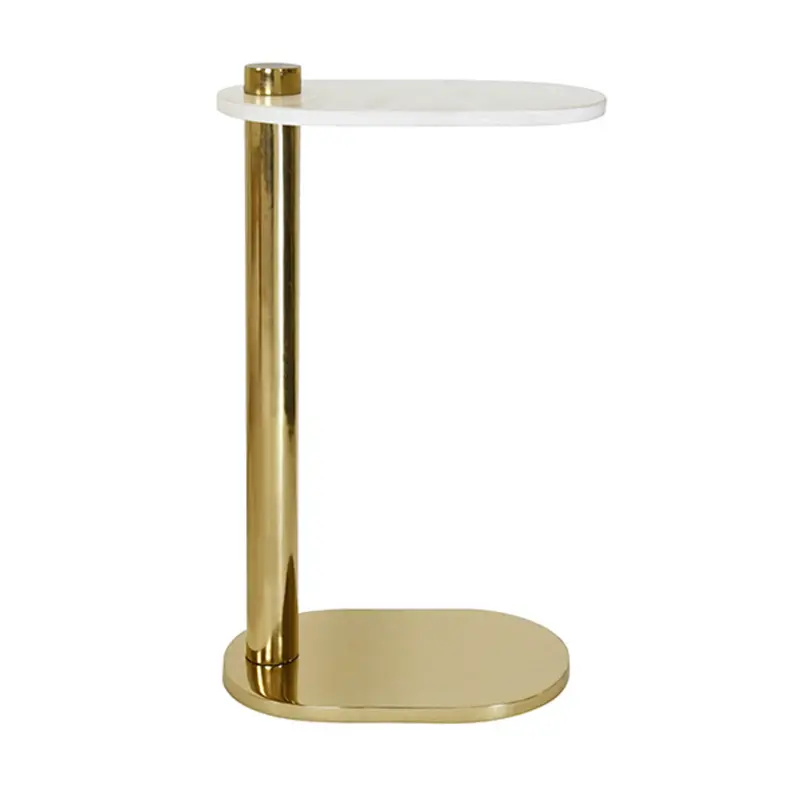 Simeon White Marble & Polished Brass Side Table 1