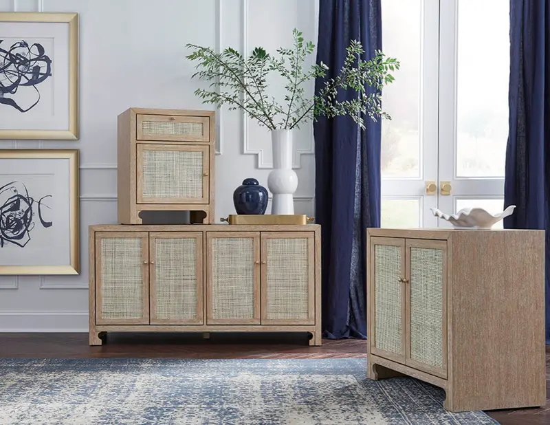 Sofia Cerused Oak & Cane Cabinet 1