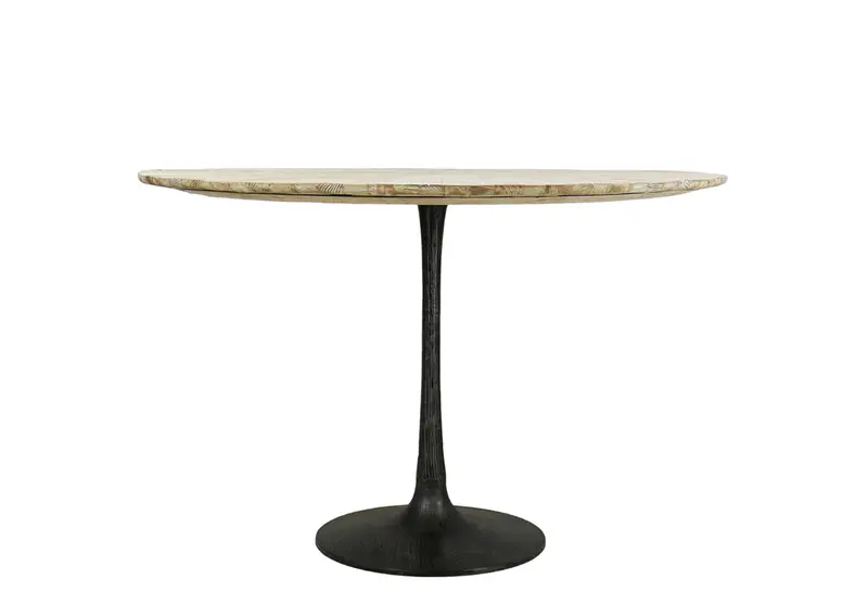 Starburst 59" Round, Bleached Wood & Hammered Metal Dining Table - Matthew Izzo Collection 1