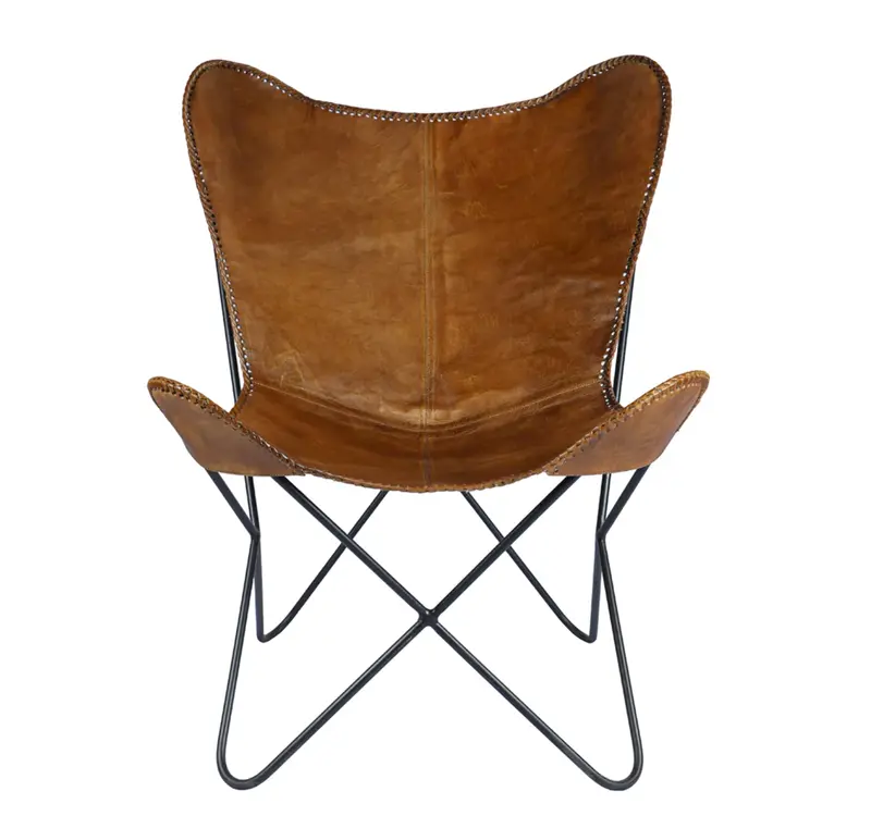 Tack Shop Leather Plain Butterfly Chair - Matthew Izzo Collection 1
