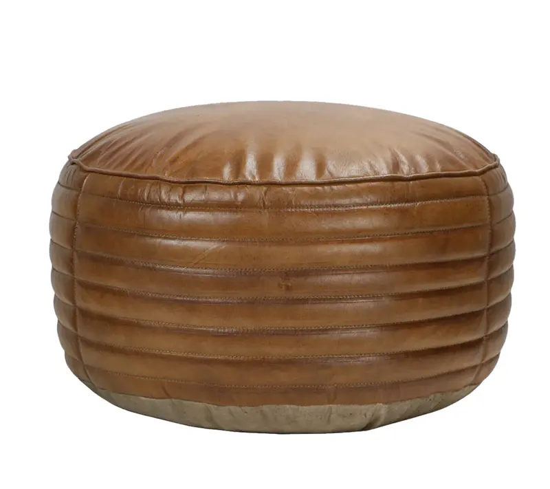 Tack Shop Round Leather Footstool - Matthew Izzo Collection 1