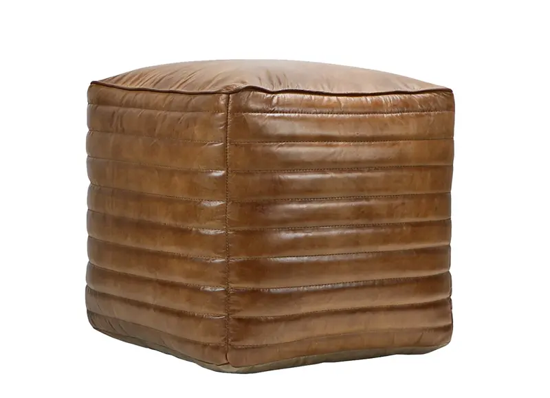 Tack Shop Square Leather Footstool - Matthew Izzo Collection 1