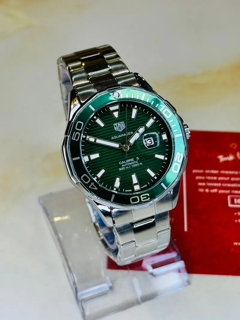 Tag Heur Aquaracer Silver Emerald Quartz Watch 1