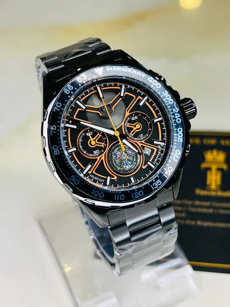 Tag Heur Black Orange Chronograph Watch 1