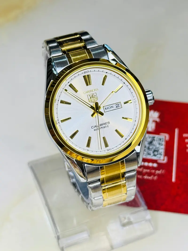 Tag Heur Two Tone White Carrera Day Date Chain Strapped Watchh 1