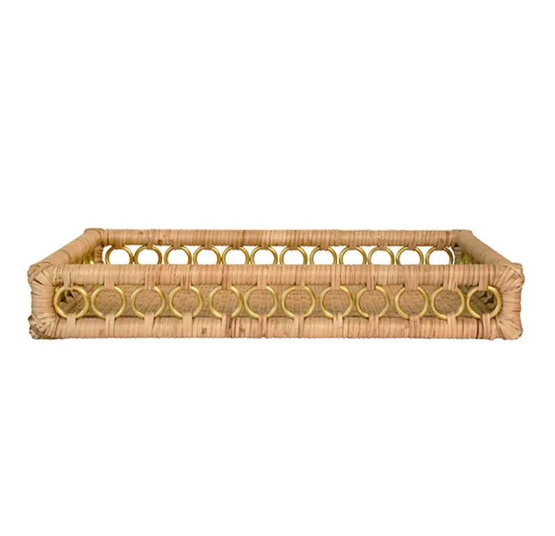 Tango Rattan Serving Tray W/Brass Rings 1